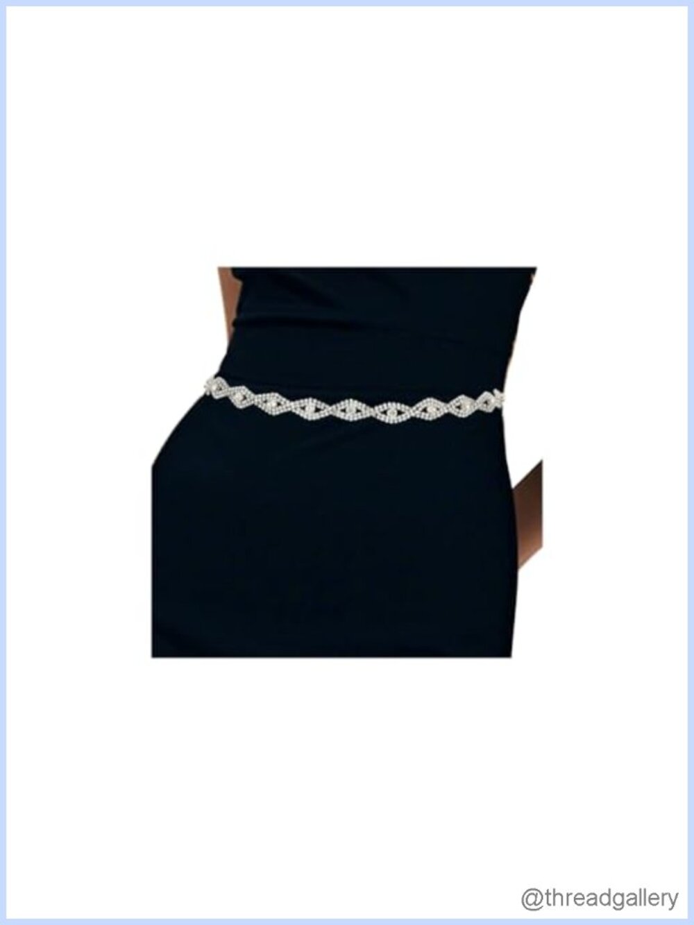 Rhinestone Waist Chain Belt Silver Crystal Sparkling Dress Accessory